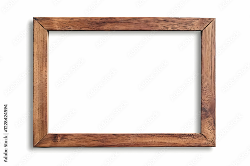Empty Wooden Picture Frame Isolated on White Background for Displaying Photos or Artwork Empty Wooden Picture Frame Isolated on White Background for Displaying Photos or Artwork
