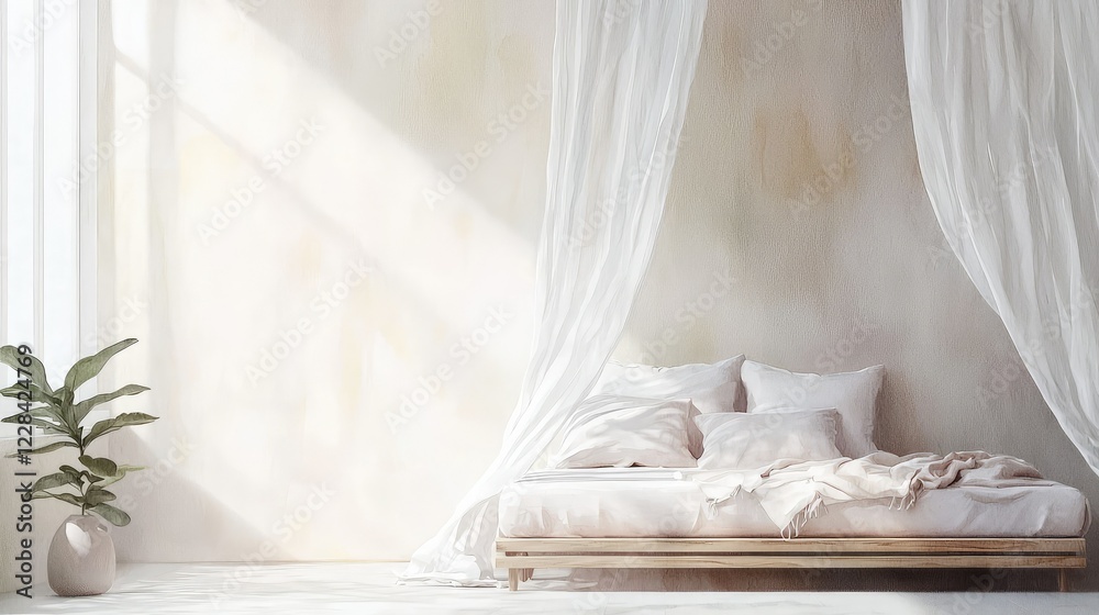 Serene Minimalist Bedroom with Natural Light and Cozy Decor Serene Minimalist Bedroom with Natural Light and Cozy Decor