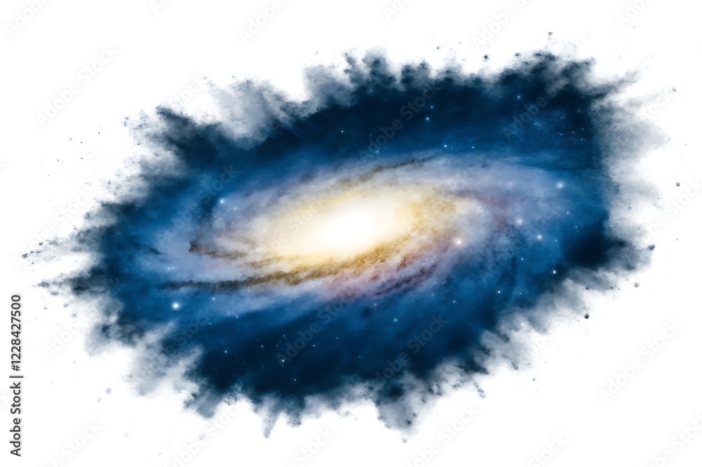 Fototapeta premium Stunning Watercolor Galaxy – Cosmic Spiral Nebula in Abstract Space Art