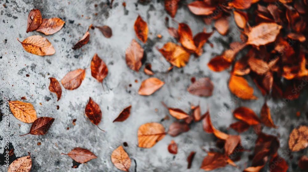 Autumn Leaves on Concrete Surface Creating a Beautiful Scene Autumn Leaves on Concrete Surface Creating a Beautiful Scene