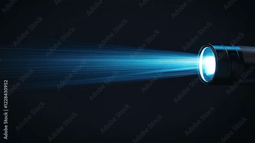 Strong Blue Light Beam Emitting from a Torch in Dark Background Strong Blue Light Beam Emitting from a Torch in Dark Background