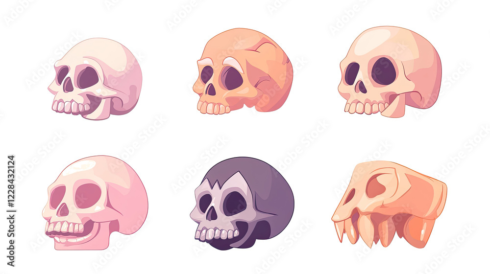 Skull Icons Collection With Various Styles and Colors Generative AI Skull Icons Collection With Various Styles and Colors Generative AI