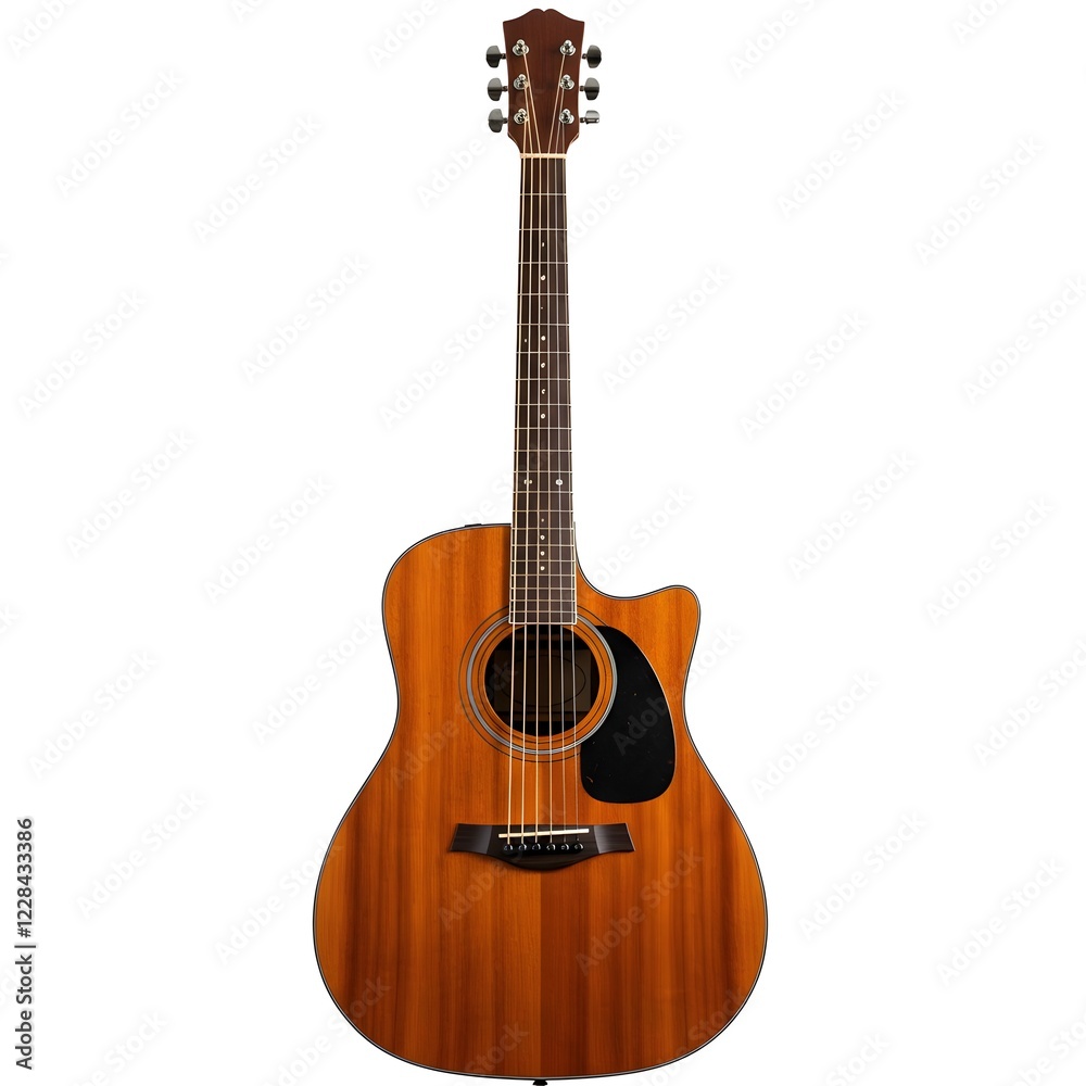 Naklejka premium High-Quality Acoustic Guitar with Rich Wooden Finish and Cutaway Design for Enhanced Playability and Aesthetic Appeal