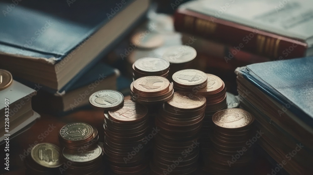 Stacks of Coins Resting on Books: A Study in Financial Literacy and Education Stacks of Coins Resting on Books: A Study in Financial Literacy and Education