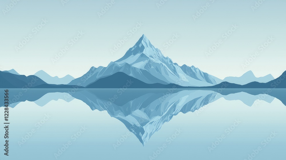 Fototapeta premium Serene Mountain Range Reflected in Tranquil Lake at Dawn