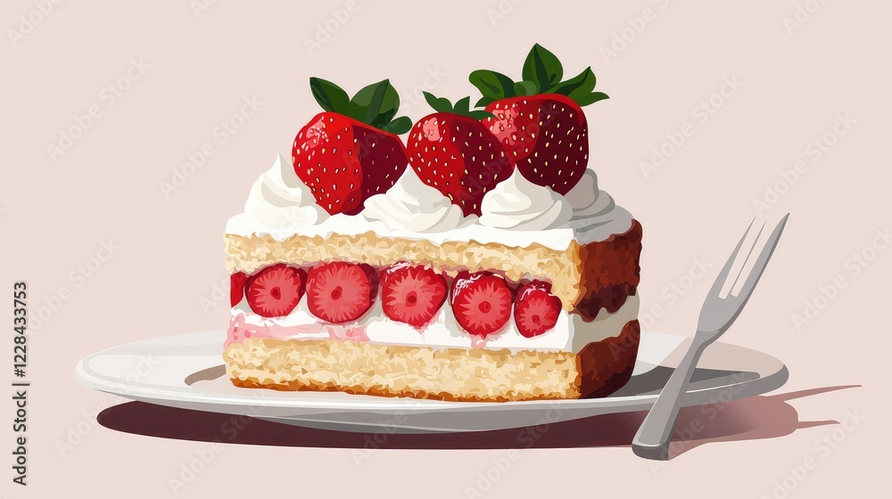 Strawberry Slice Cake with Whipped Cream and Fresh Berries Strawberry Slice Cake with Whipped Cream and Fresh Berries