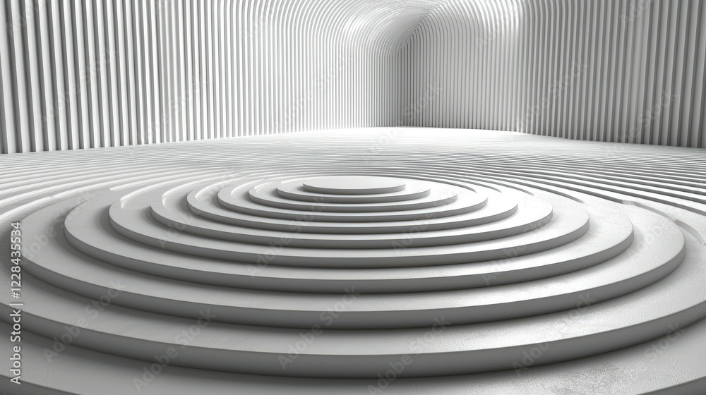 Obraz premium Abstract White Circular Platform in Modern Architectural Space