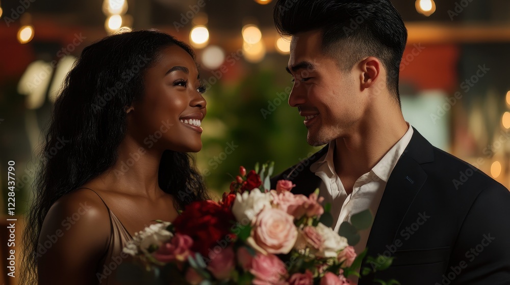 Romantic Evening: A Couple's Tender Moment Romantic Evening: A Couple's Tender Moment