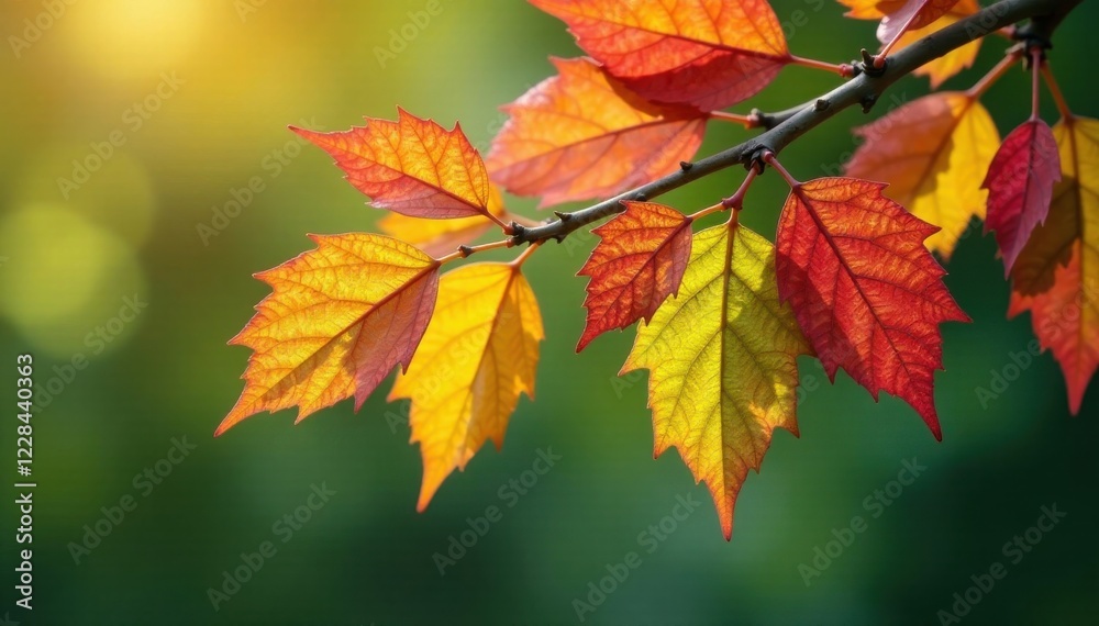 A cluster of colorful leaves hanging from a tree branch, vibrant colors, landscape, autumn leaves A cluster of colorful leaves hanging from a tree branch, vibrant colors, landscape, autumn leaves