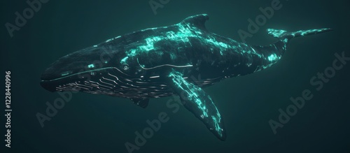 Glowing Humpback Whale in the Deep Sea photo