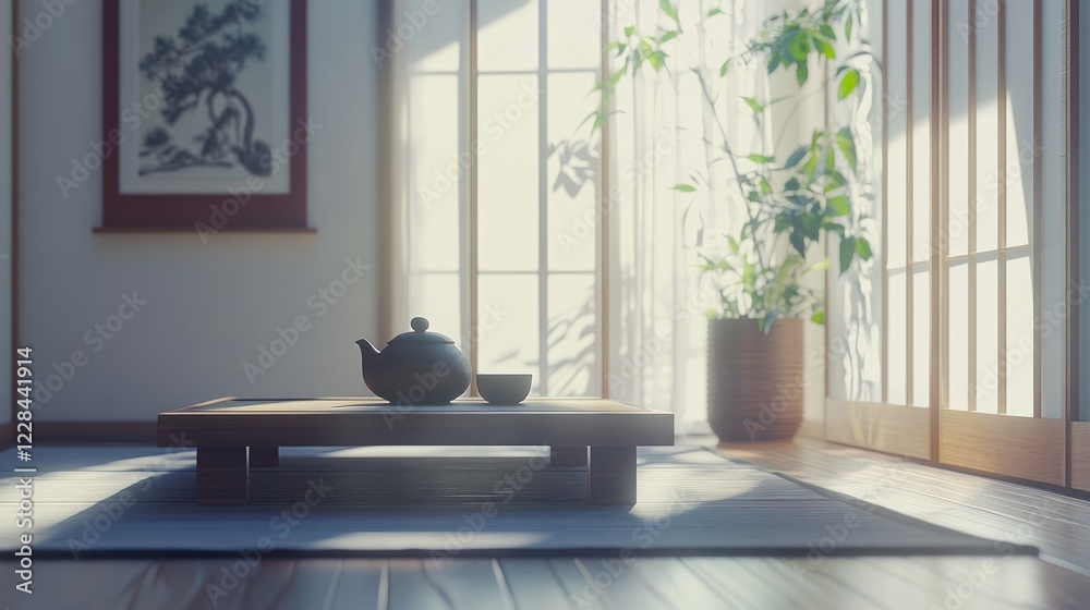 Fototapeta premium Zen Tea Ceremony in Minimalist Interior