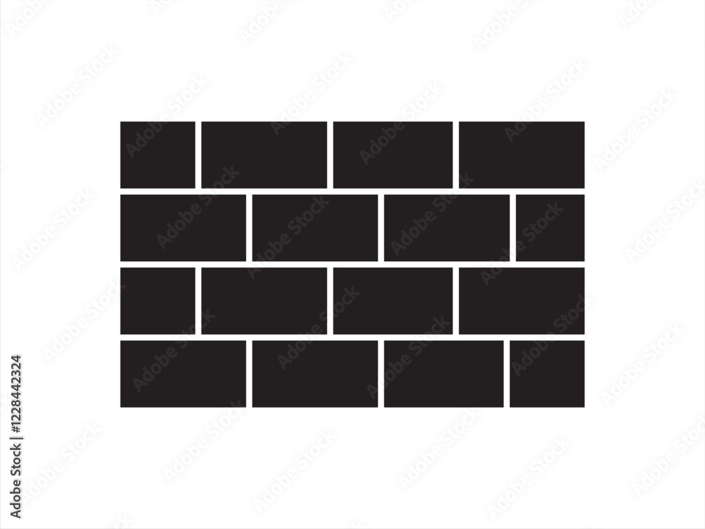 Bricks, Build, Building Construction Wall icon vector isolated white illustration Bricks, Build, Building Construction Wall icon vector isolated white illustration