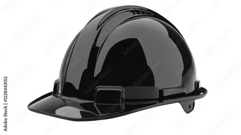 Fototapeta premium Glossy black hard hat on transparent background. Transparent background