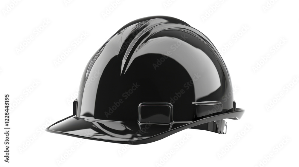 Fototapeta premium Shiny black hard hat on transparent background. Transparent background