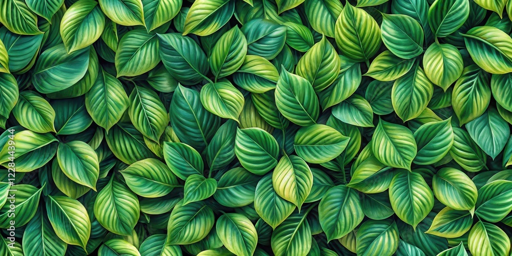 Dense foliage intertwined with curved leaves forming a seamless repeating pattern of natural elements and botanical textures , seamless pattern, leafy green Dense foliage intertwined with curved leaves forming a seamless repeating pattern of natural elements and botanical textures , seamless pattern, leafy green