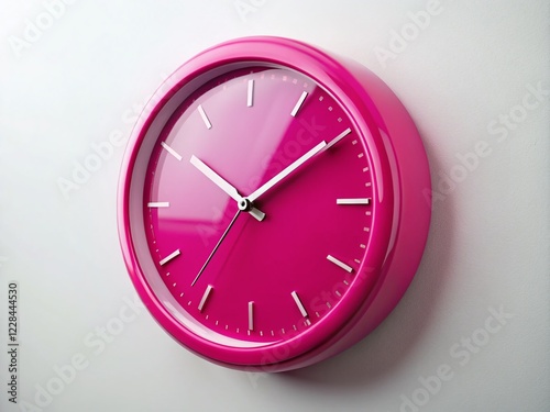 Pink Glossy Clock Wall Decor - 5:43 PM Timepiece Home Interior Photography photo