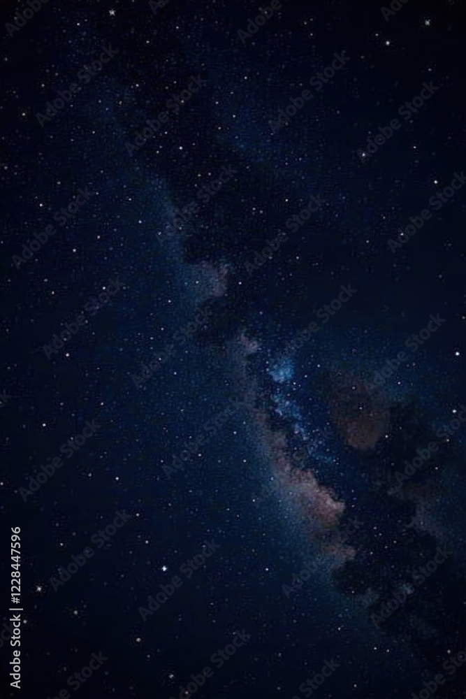 Fototapeta premium Dark starry night sky with twinkling stars on black background, sky, nebulae