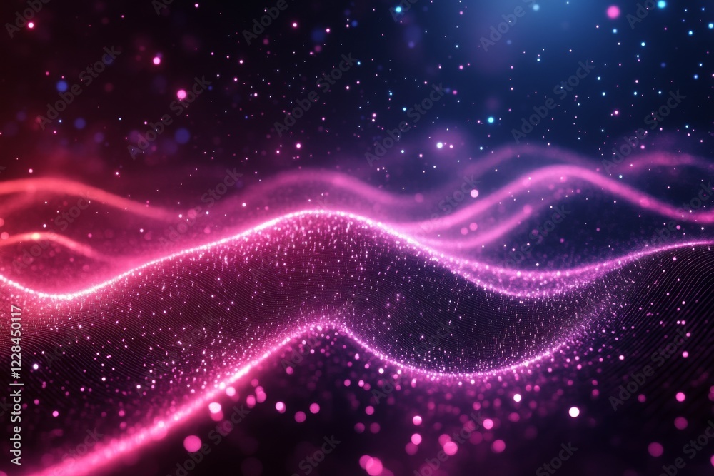 Pink and purple glowing neon waves in a futuristic abstract background Pink and purple glowing neon waves in a futuristic abstract background