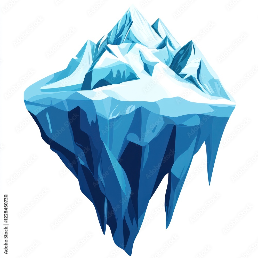 Obraz premium Floating glacial island, snowy peaks, arctic scene, game asset