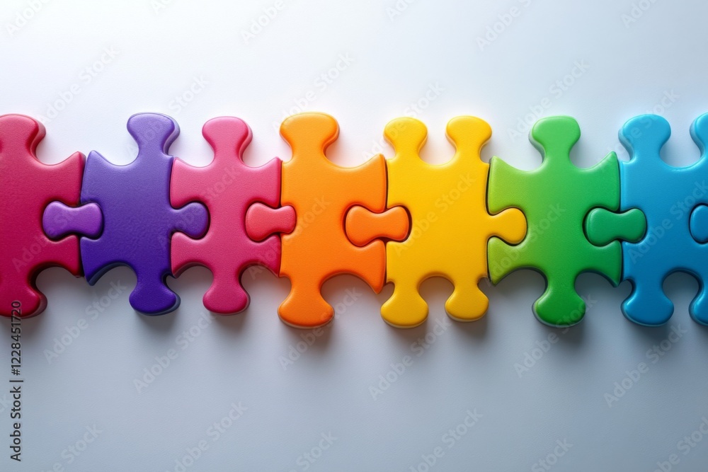 Obraz premium Colorful puzzle pieces arranged in a row