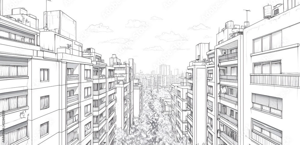 sketch of a city sketch of a city
