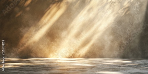 Sunlight streaming through a forest creating golden rays of light