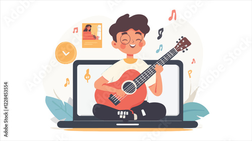 vector illustration of a man with guitar