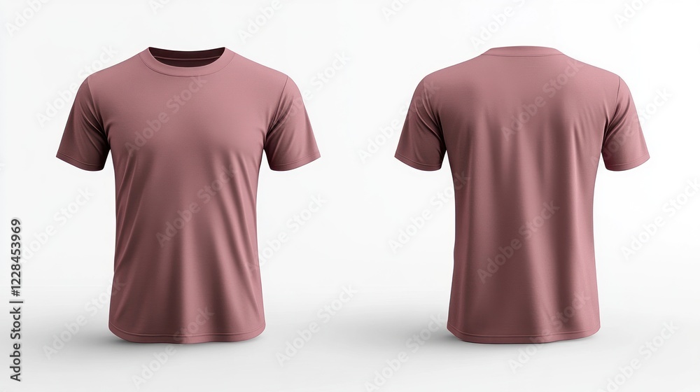 Dusty Rose T-Shirt Mockup Front & Back Views on White Dusty Rose T-Shirt Mockup Front & Back Views on White