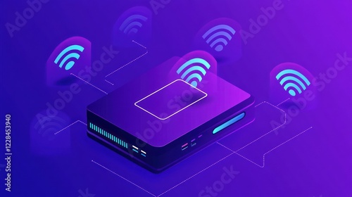 Wireless Router Network Connectivity  Purple Background photo