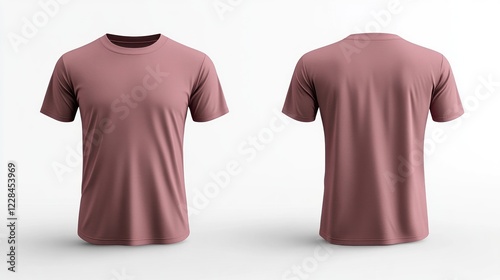 Dusty Rose T-Shirt Mockup Front & Back Views on White photo