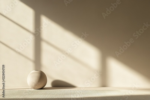 Round vase in sunlit minimalist room
