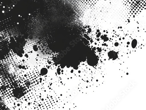 Wallpaper Mural Monochrome vector art with scattered splatters and halftone mist Torontodigital.ca