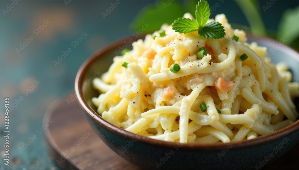 Creamy coleslaw made with shredded cabbage and mayonnaise in a jar, creamy, , topping Creamy coleslaw made with shredded cabbage and mayonnaise in a jar, creamy, , topping