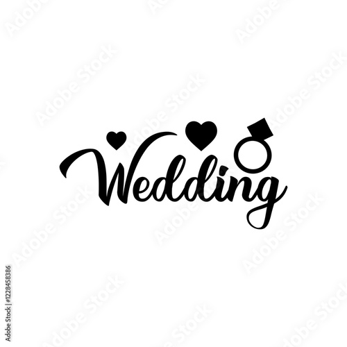 Wedding typography design on plain white transparent isolated background for card, shirt, hoodie, sweatshirt, apparel, tag, mug, icon, poster or badge