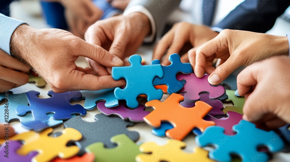 Team Building Business Concept Collaboration with Jigsaw Puzzle Pieces Close Up Team Building Business Concept Collaboration with Jigsaw Puzzle Pieces Close Up