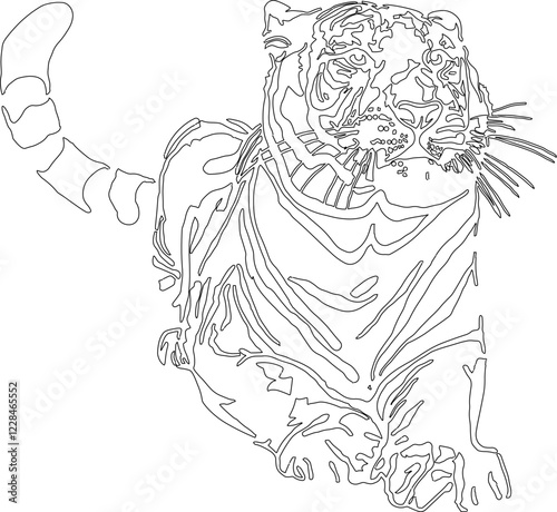 vector illustration, sketch, silhouette of a Malayan tiger