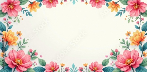Pastel rainbow letterhead with floral patterns, colorful paper, flower patterns, stationery