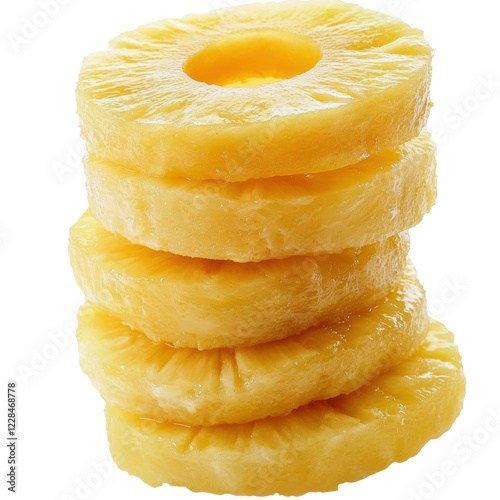 Cut Pineapple slices Isolated on Transparent or blank Background, PNG