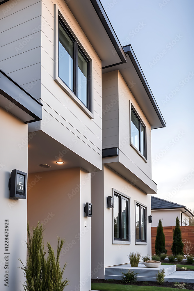 Modern Architectural Design: Contemporary Home Exterior with Clean Lines and Landscaping