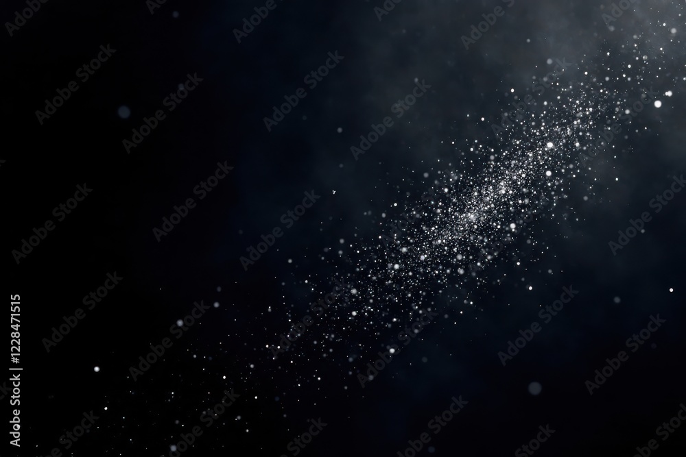Fototapeta premium Abstract black canvas with scattered silver particles and cosmic dust, canvas, silver, dust