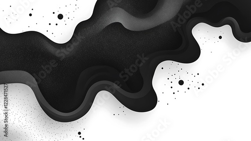 Abstract Black And White Wave Design With Dots