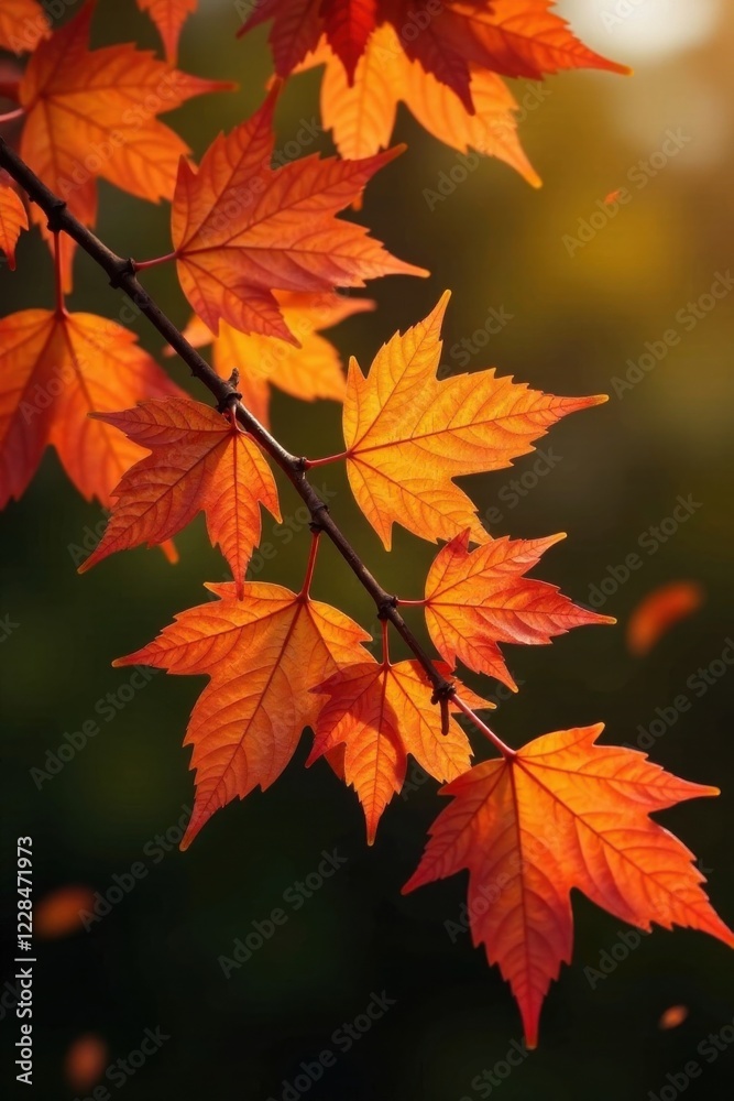 Autumn branch with vibrant orange leaves , autumn, fall Autumn branch with vibrant orange leaves , autumn, fall
