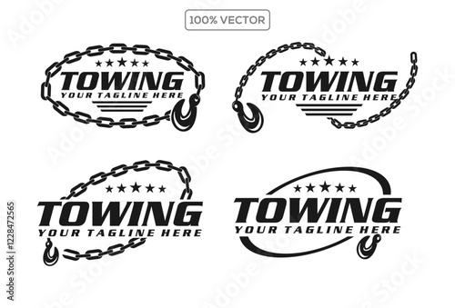 set of Tow trucks silhouette on white background