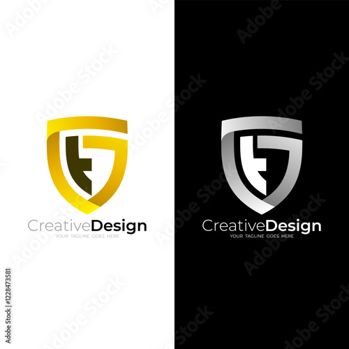 G and T logo with shield design combination, security logos