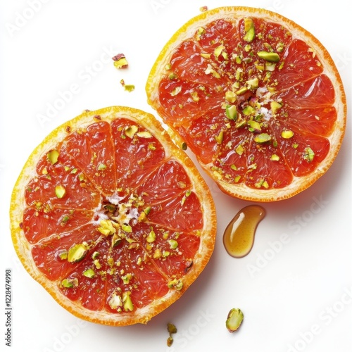Grapefruit halves drizzled with honey 