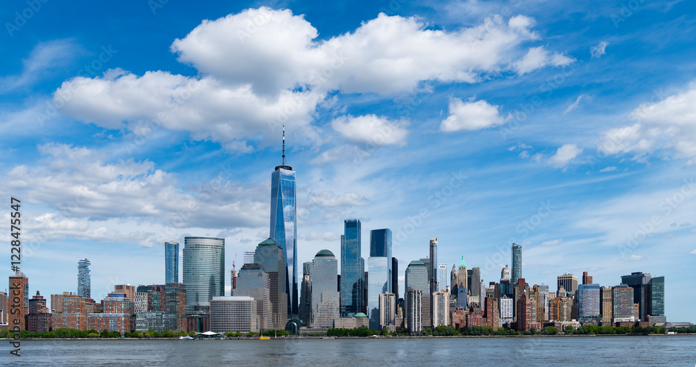 Obraz premium Manhattan's beautiful skyline, New York, United States. New York City with Manhattan Skyline over Hudson River,New York City, USA .View of New York city skyline in Midtown Manhattan.