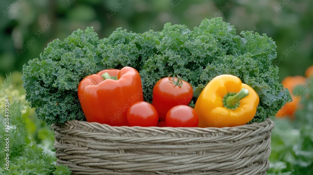 Fresh Harvest: Vibrant Vegetables in a Rustic Basket Fresh Harvest: Vibrant Vegetables in a Rustic Basket