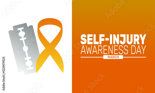 Self-Injury Awareness Day is Celebrated in March. This holiday-themed design is perfect for backgrounds, banners, greeting cards, posters with text inscription, Classic social media posts.
