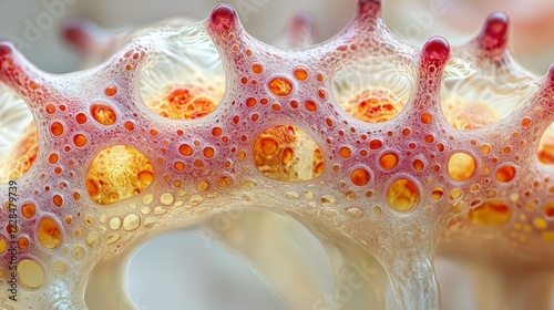 Fototapeta Naklejka Na Ścianę i Meble -  Abstract porous organic structure with microscopic detail, close-up