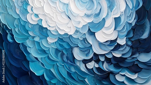 Abstract Blue and White Impasto Painting